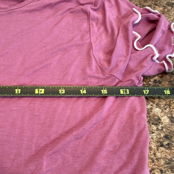 Womens Ruffle Trim Top Short Sleeve Shirt Cute Casual Everyday - Picture 9 of 12